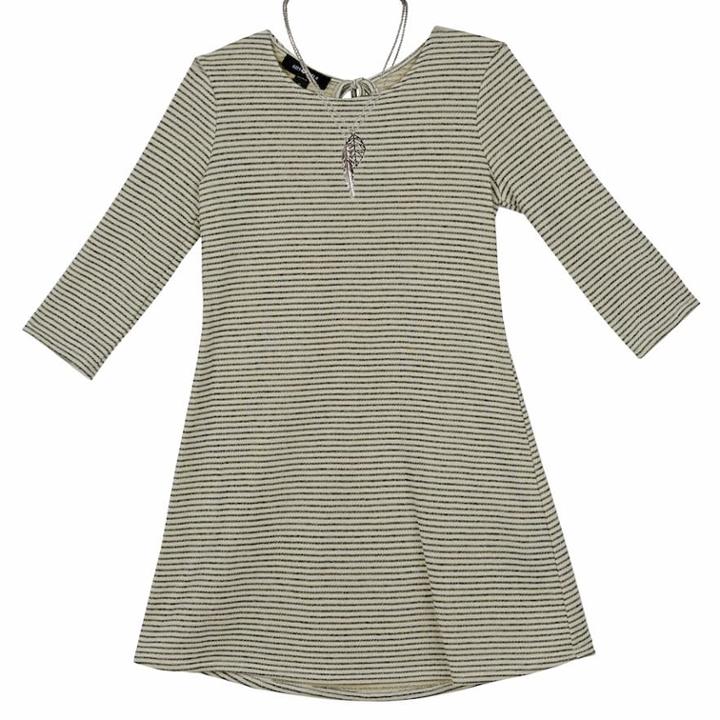Girls 7-16 Iz Amy Byer Striped Shift Dress With Necklace, Size: Large, White Black Stripe