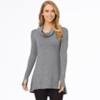 Women's Cuddl Duds Softwear Cowlneck Tunic Top, Size: Large, Grey (charcoal)