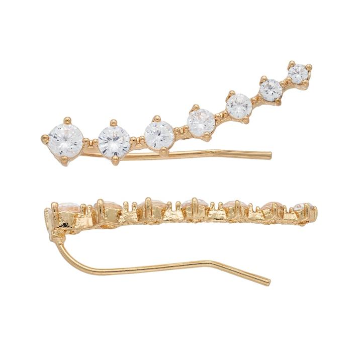 Dana Buchman Nickel Free Cubic Zirconia Ear Crawler Earrings, Women's, Gold