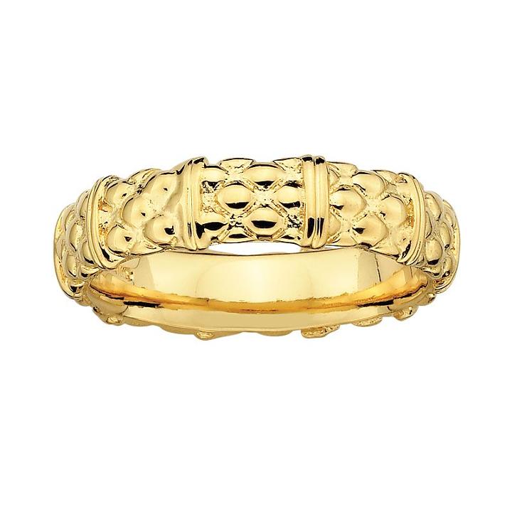 Stacks And Stones 18k Gold Over Silver Textured Stack Ring, Women's, Size: 6, Yellow