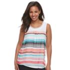 Women's Elle&trade; Pleated Ruffle Tank, Size: Xs, Turquoise/blue (turq/aqua)