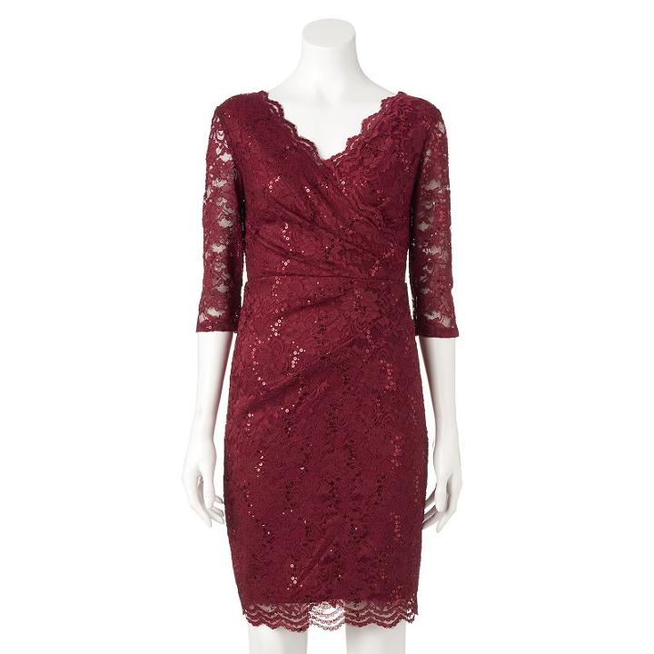 Women's Chaya Ruched Sequin Lace Sheath Dress, Size: 8, Purple Oth