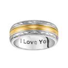 Cherish Always Stainless Steel Two Tone I Love You Wedding Band - Men, Size: 11, Yellow