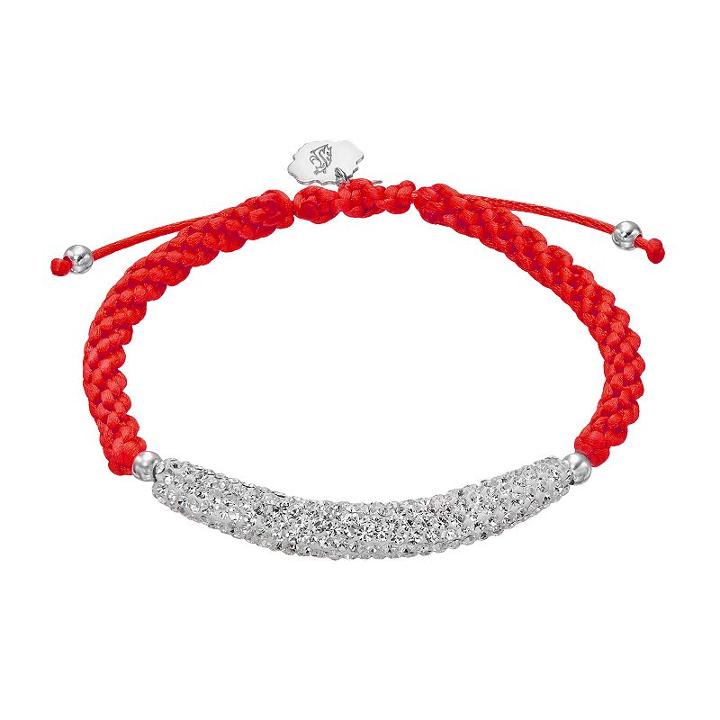 Washington State Cougars Crystal Sterling Silver Bar Link & Team Logo Charm Slipknot Bracelet, Women's, Size: 8, White