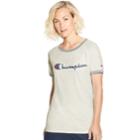 Women's Champion Heritage Ringer Graphic Tee, Size: Small, White