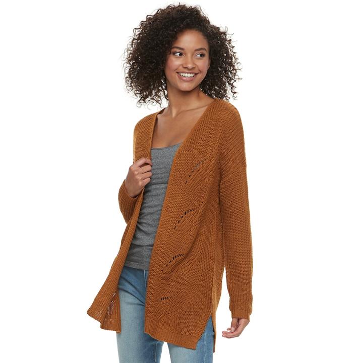 Juniors' Pink Republic Pointelle Cardigan, Teens, Size: Xs, Med Red