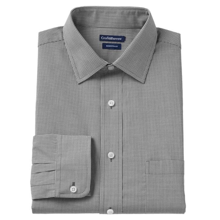 Men's Croft & Barrow&reg; Slim-fit Easy Care Spread-collar Dress Shirt, Size: 17-32/33, Black