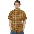 Men's Stanley Classic-fit Madras Plaid Casual Button-down Shirt, Size: Large, Orange