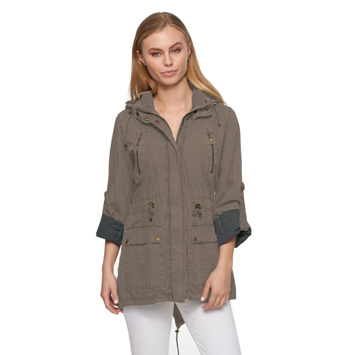 Women's Levi's Hooded Anorak Jacket, Size: Medium, Med Grey