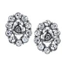 1928 Simulated Crystal Rose Button Earrings, Women's, White