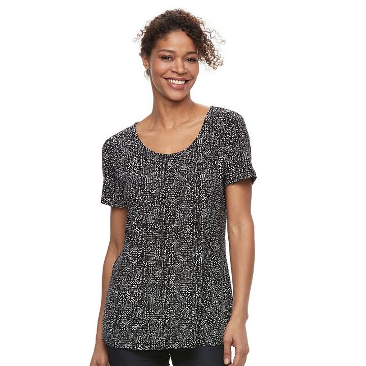 Women's Croft & Barrow&reg; Scoopneck Jacquard Top, Size: Xl, Black