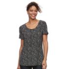 Women's Croft & Barrow&reg; Scoopneck Jacquard Top, Size: Xl, Black