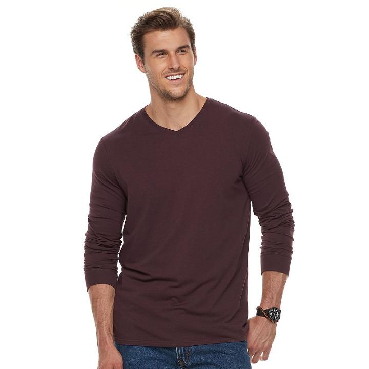 Big & Tall Sonoma Goods For Life&trade; Flexwear V-neck Tee, Men's, Size: Xl Tall, Brown