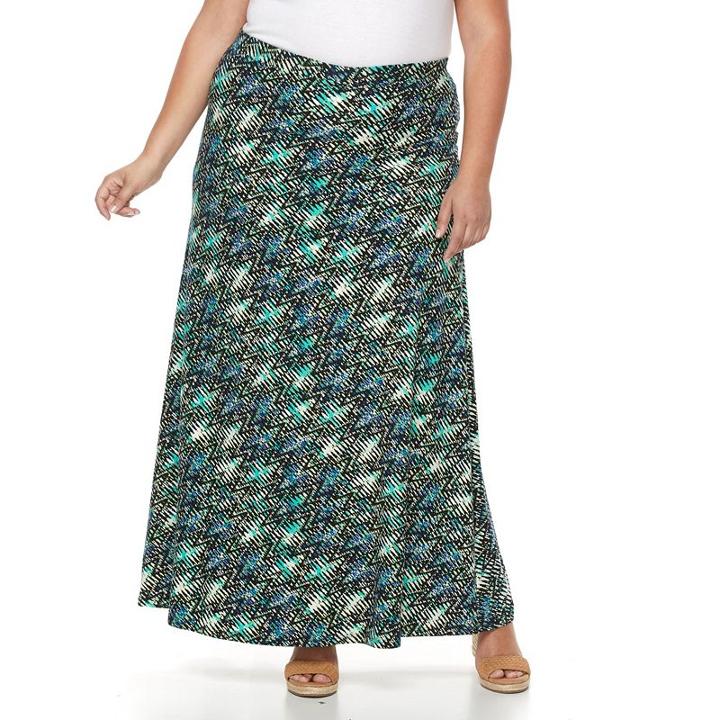 Plus Size French Laundry Printed Maxi Skirt, Women's, Size: 1xl, Blue (navy)