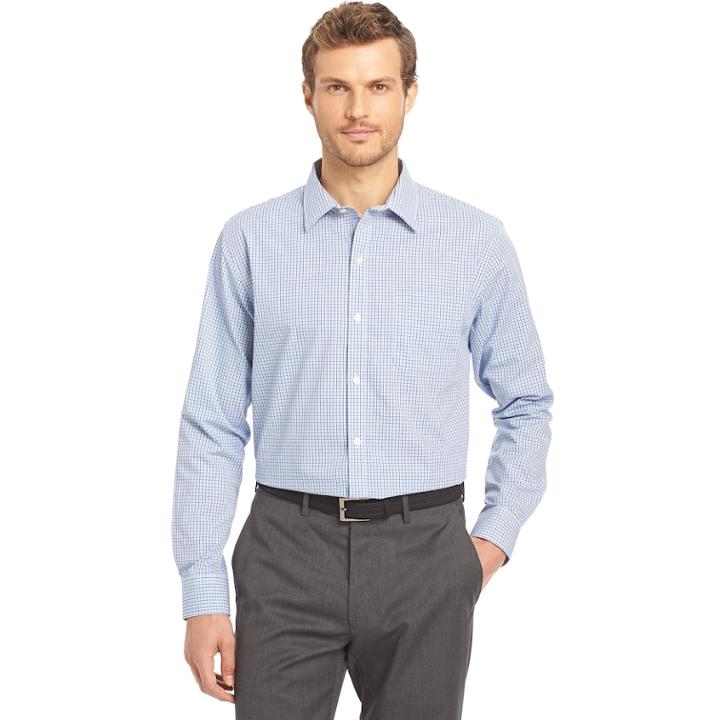 Men's Van Heusen Traveler Stretch Classic-fit No-iron Button-down Shirt, Size: Large, Blue