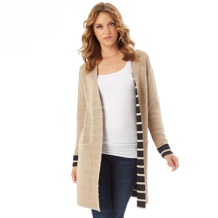 Women's Apt. 9&reg; Open-front Long Cardigan, Size: Regular, Lt Beige