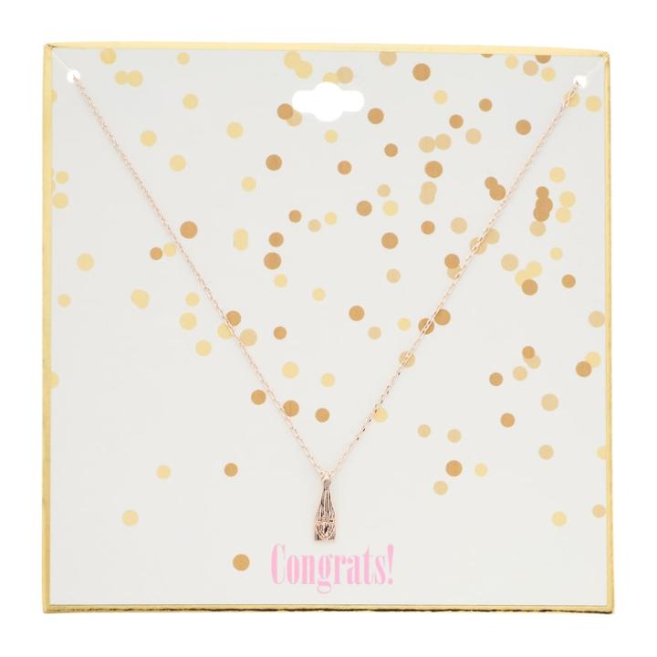 Rose Gold Tone Champagne Bottle Pendant Necklace, Women's, Light Pink
