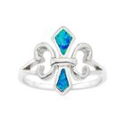 Lab-created Blue Opal Sterling Silver Fleur De Lis Ring, Women's, Size: 8