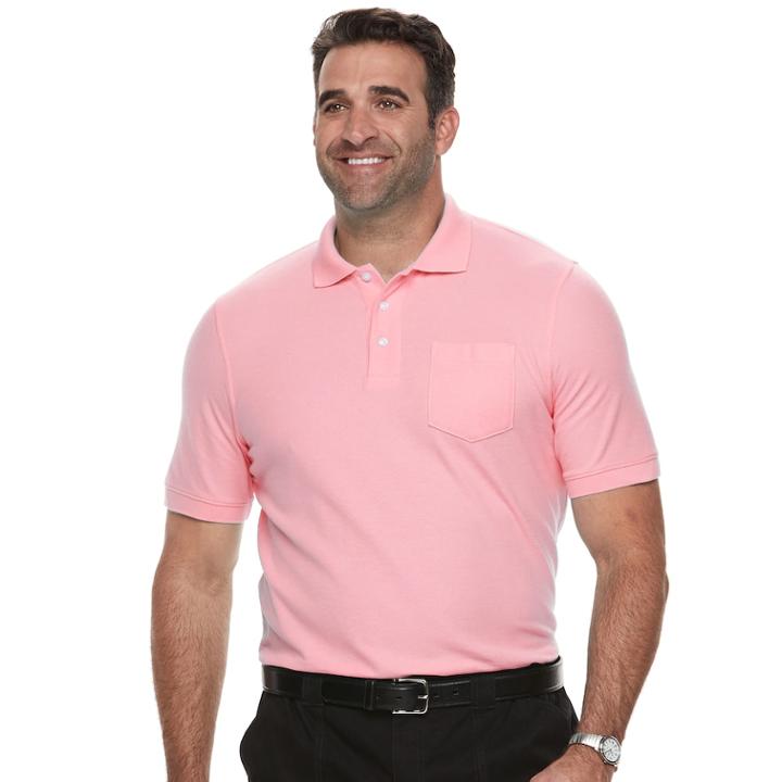 Big & Tall Croft & Barrow&reg; Classic-fit Easy-care Pique Performance Pocket Polo, Men's, Size: 3xl Tall, Brt Pink