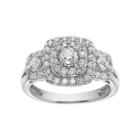 Cherish Always 10k White Gold 1 Carat T.w. Diamond Cushion Halo Engagement Ring, Women's, Size: 9