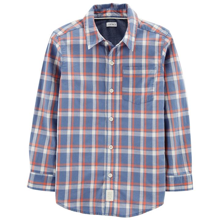 Boys 4-12 Carter's Plaid Button Down Shirt, Size: 6, Blue Plaid