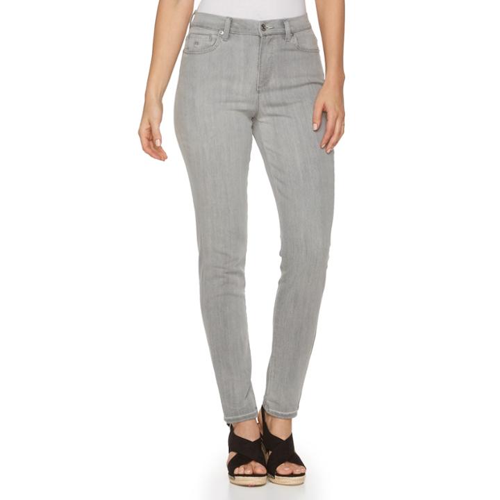 Women's Gloria Vanderbilt Amanda Classic Fit Embellished Tapered Jeans, Size: 14 Avg/reg, Grey