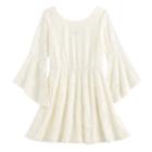 Girls 7-16 My Michelle Trumpet Sleeve Lace Dress, Size: 16 Ave/med, White Oth