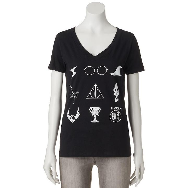 Juniors' Harry Potter Magical Symbols Graphic Tee, Girl's, Size: Xs, Black