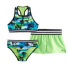 Girls 7-16 Zeroxposur Palm Print 3-pc. Bikini Set, Size: 12, Med Green
