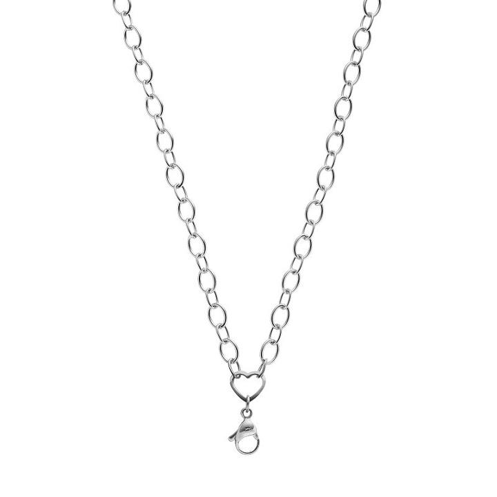 Blue La Rue Stainless Steel Heart Rolo Chain Necklace, Women's, Size: 24, Silver