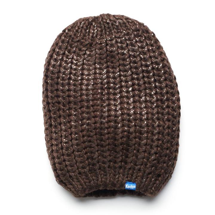 Women's Keds Metallic Slouchy Beanie, Brown
