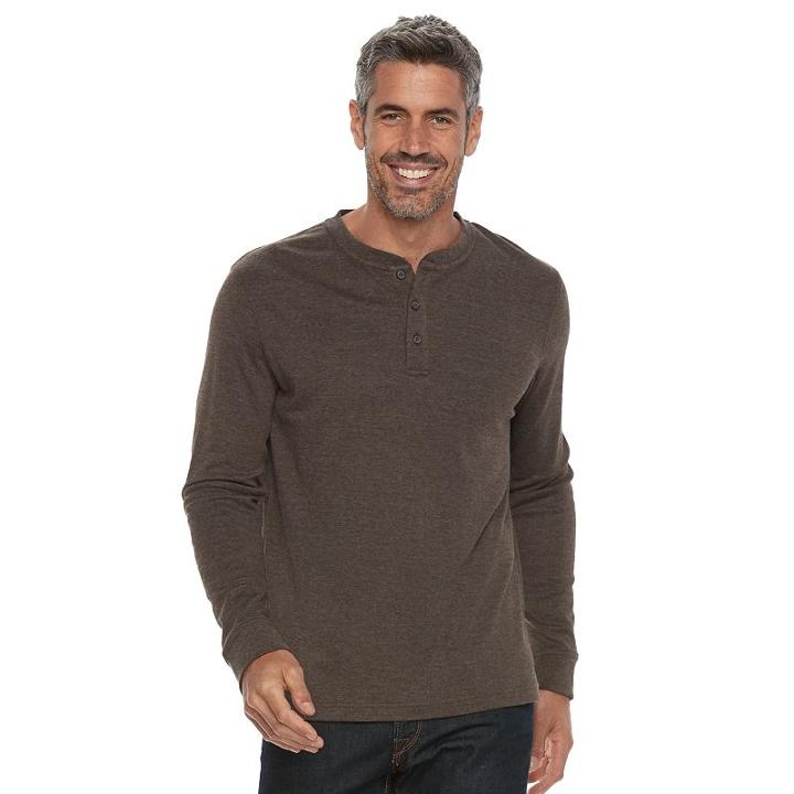 Men's Croft & Barrow&reg; Classic-fit Stretch Henley, Size: Large, Dark Brown