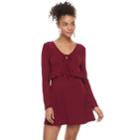 Juniors' About A Girl Tie-front Ruffled Dress, Size: Small, Dark Red
