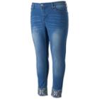 Juniors' Plus Size Hydraulic Lola Curvy Embellished Skinny Jeans, Girl's, Size: 20 W, Blue