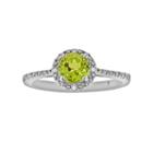 Sterling Silver Peridot And Diamond Accent Frame Ring, Women's, Size: 6, Green