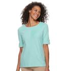 Women's Croft & Barrow&reg; Mitered Pique Top, Size: Xxl, Turquoise/blue (turq/aqua)