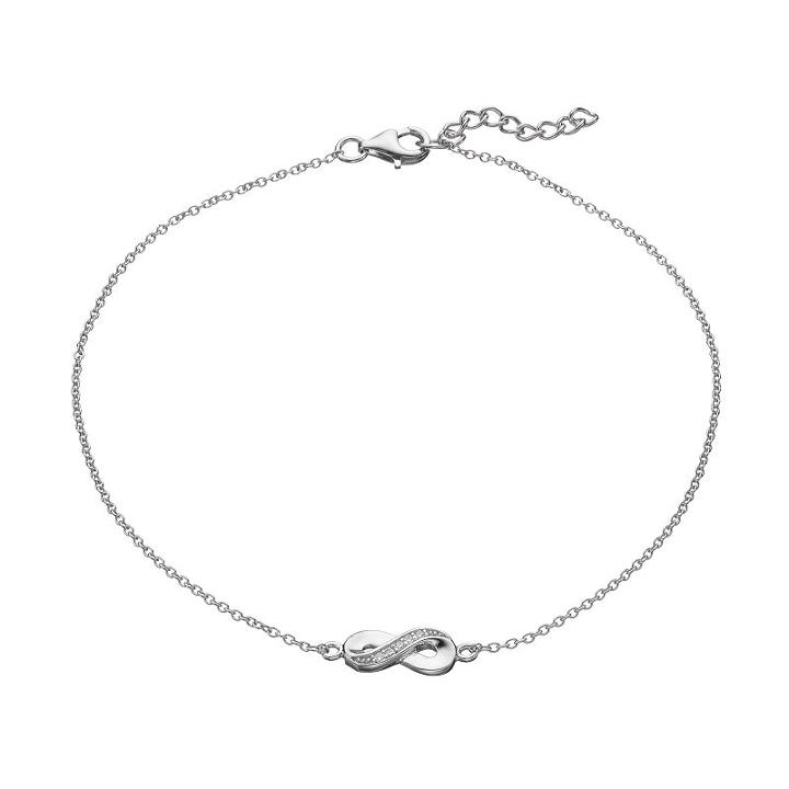 Sophie Miller Cubic Zirconia Sterling Silver Infinity Anklet, Women's, Size: 10, White