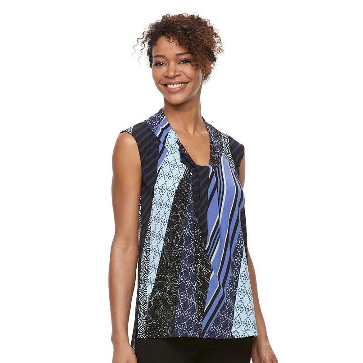 Women's Dana Buchman Print Knot-front Top, Size: Small, Beig/green (beig/khaki)