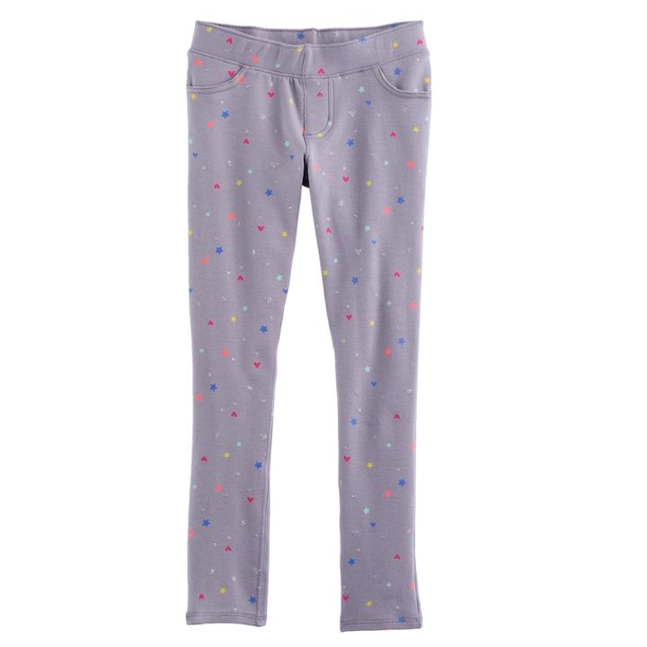 Girls 4-12 Jumping Beans&reg; Print Full-length Leggings, Size: 5, Med Grey