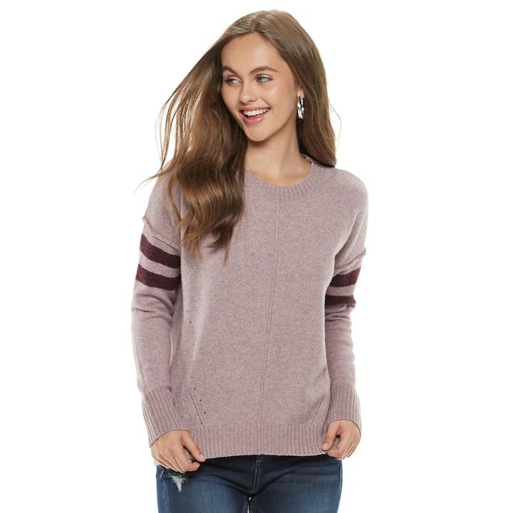 Juniors' Pink Republic Varsity Striped Sweater, Teens, Size: Medium, Purple