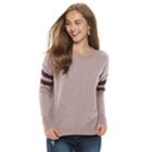 Juniors' Pink Republic Varsity Striped Sweater, Teens, Size: Medium, Purple