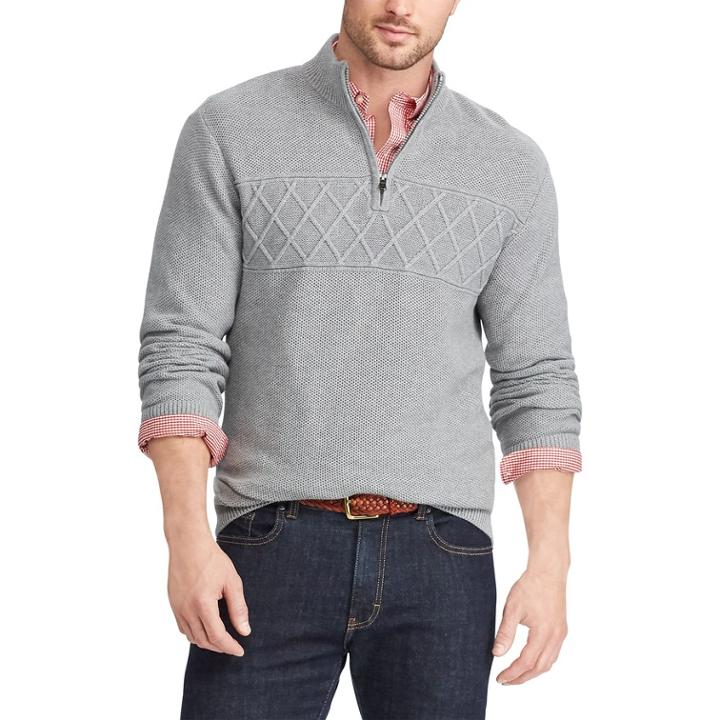 Men's Chaps Regular-fit Textured Quarter-zip Pullover, Size: Small, Grey