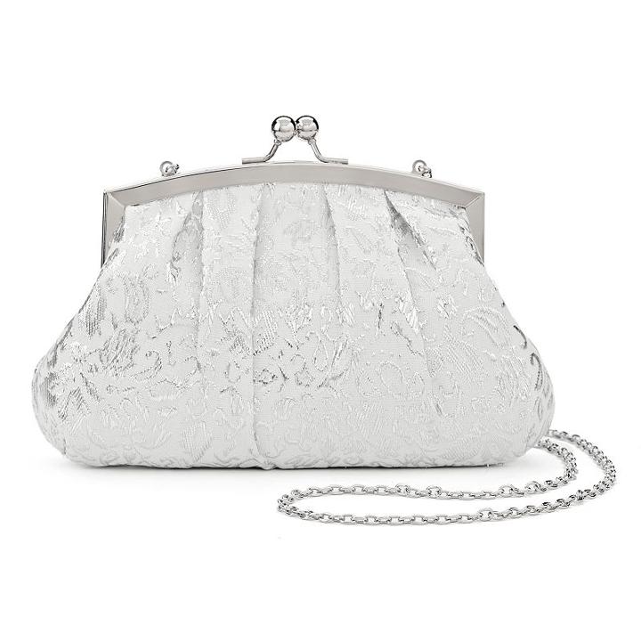 Lenore By La Regale Floral Jacquard Pleated Clutch, Women's, White