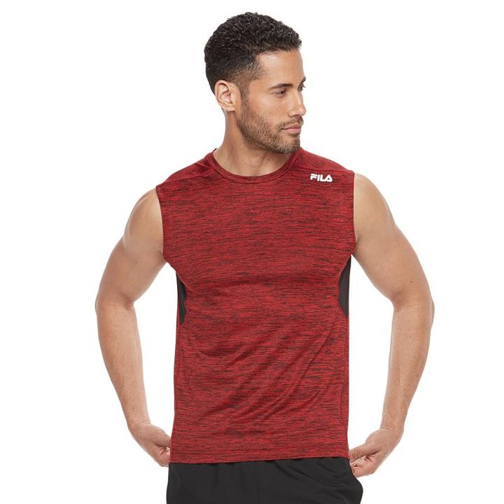 Men's Fila Sport® Space-dyed Performance Tee, Size: Medium, Dark Red