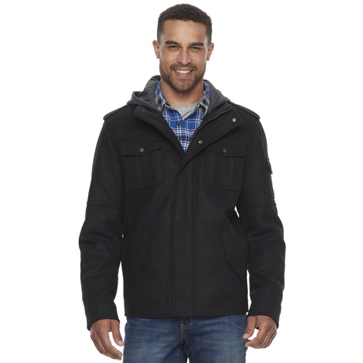 Men's Levi's&reg; Wool-blend Hooded Trucker Jacket, Size: Medium, Black