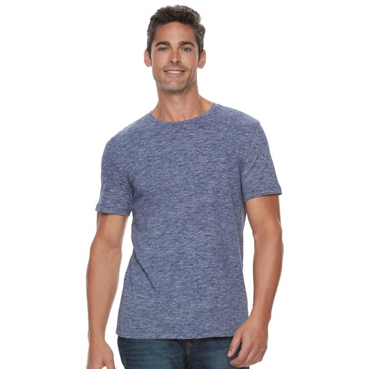 Men's Marc Anthony Slim-fit Shadow Dye Marled Crewneck Tee, Size: Medium, Blue