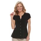 Women's Dana Buchman Peplum Hem Shirt, Size: Xl, Black