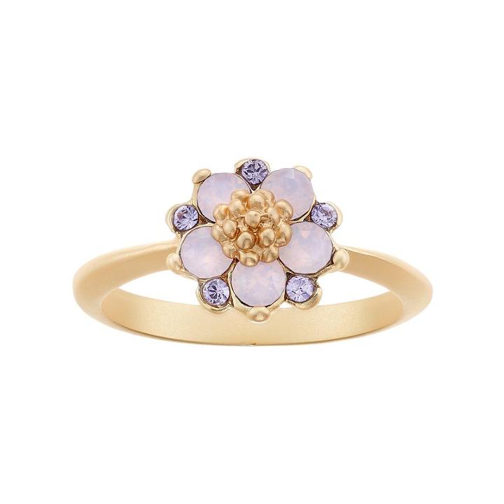 14k Gold Plated Purple & Pink Crystal Flower Ring, Women's, Size: 7