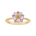 14k Gold Plated Purple & Pink Crystal Flower Ring, Women's, Size: 7
