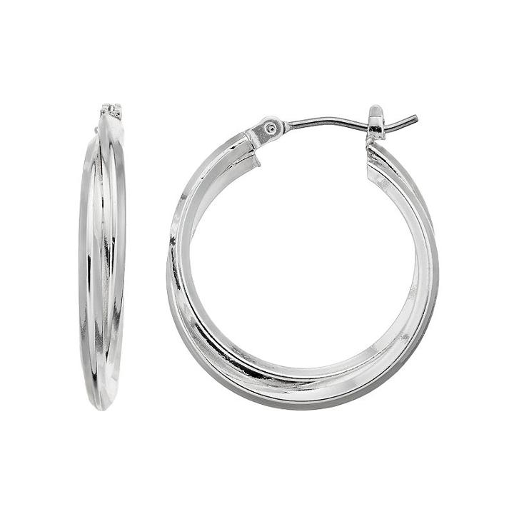 Dana Buchman Double Hoop Earrings, Women's, Silver